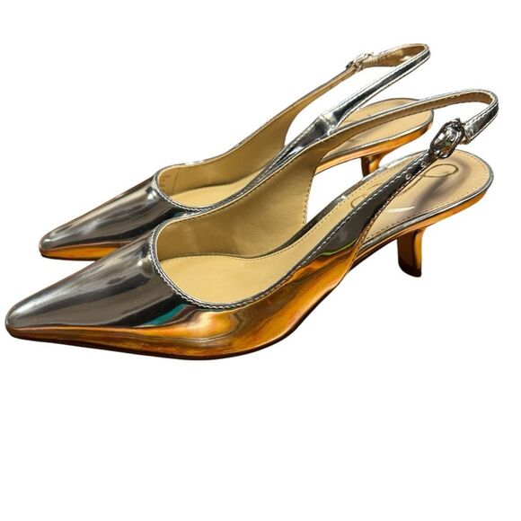 Sam Edelman Bianka Sling Silver Heels - Picture 3 of 8